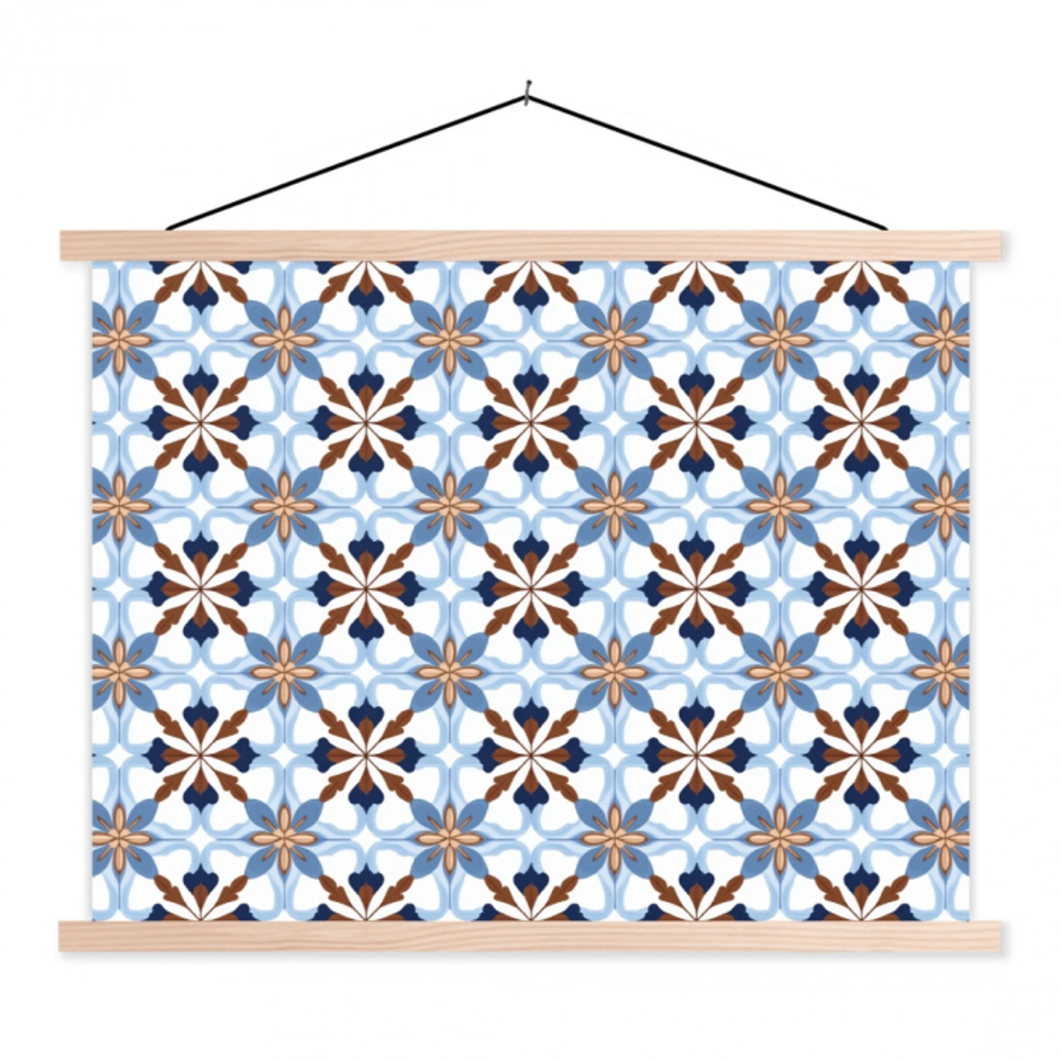 Ornament - Tegel - Kleurrijk textielposter latten blank klein 122 -3d
