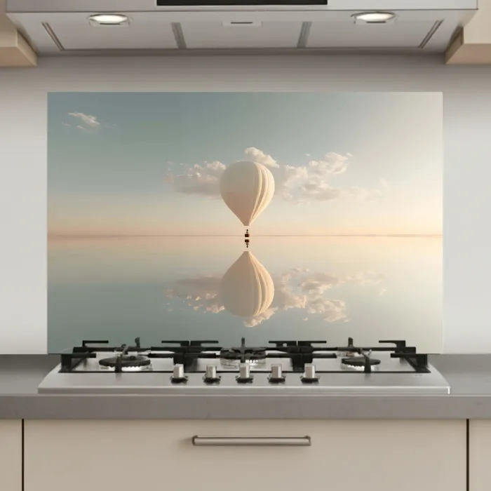 Luchtballon - Wolken - Water - Blauw keuken achterwand spatscherm klein -3d_website