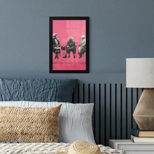 Graffiti - Vintage - Zwart - Street art - Roze - Banksy fotolijst zwart zonder passe partout klein -sfeer3