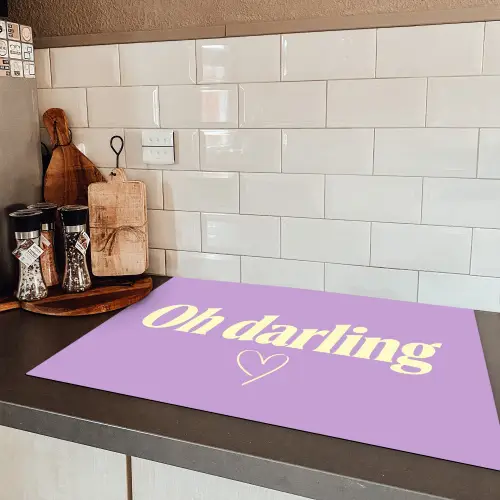 Oh darling - Hart - Paars Inductie beschermer vinyl 3mm klein -sfeer3