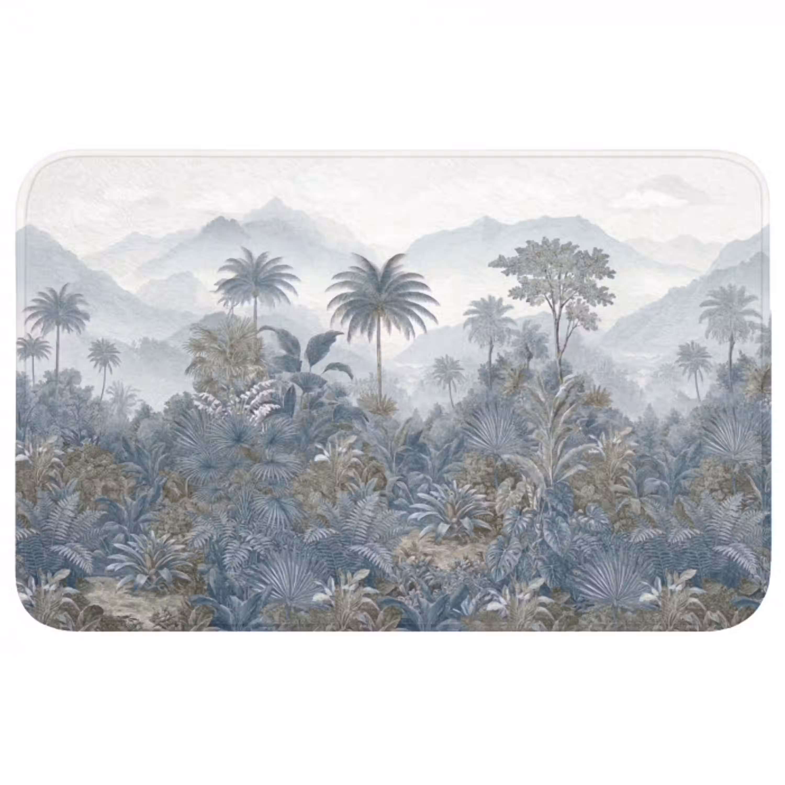 Jungle - Landschap - Blauw Badmat middel -3d