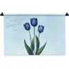 Tulpen - Blauw - Bladeren Wandkleed katoen klein -zz3d