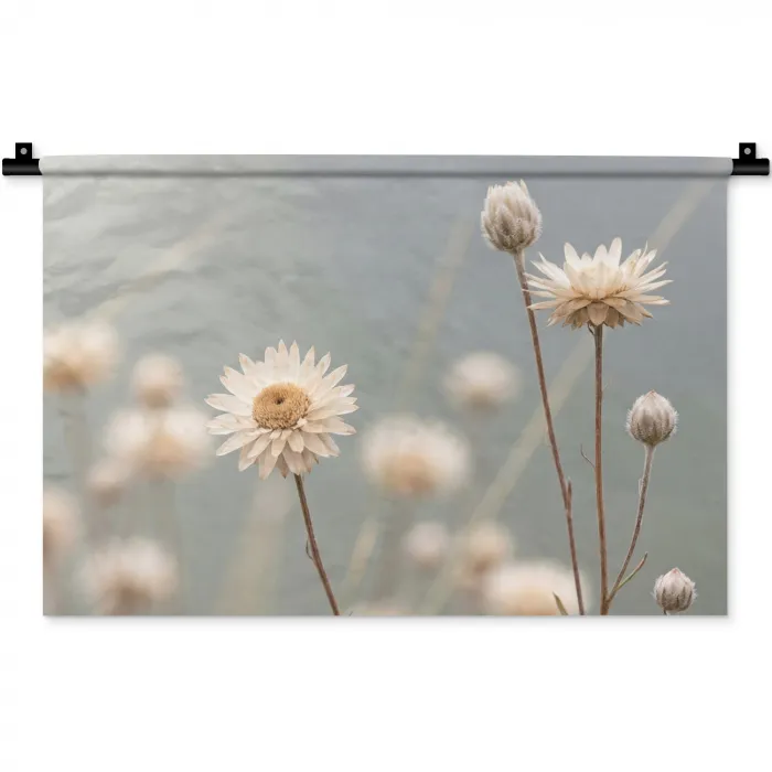 Strobloemen - Wit - Daglicht Wandkleed katoen klein -zz3d