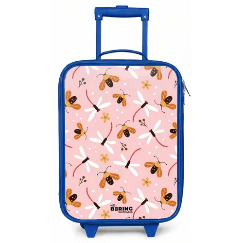 Lieveheersbeestjes en libellen op roze achtergrond Kinderkoffer - Blauw klein -zz3dotto