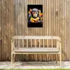 Aap - Graffiti - Kleurrijk - Bananen - Modern Tuinposter op houten frame 2 cm dik klein -sfeer4