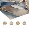 Marmer - Grijs - Blauw - Luxe - Goud poster papier klein -closeup_NL