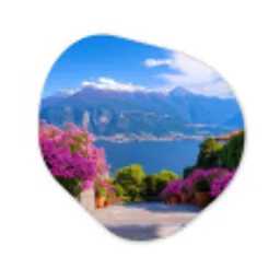 Lake Como - Italië - Landschap Wandcirkel Organisch Aluminium middel -3d
