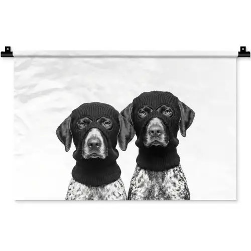 Honden - Bivakmuts - Zwart - wit Wandkleed katoen klein -zz3d