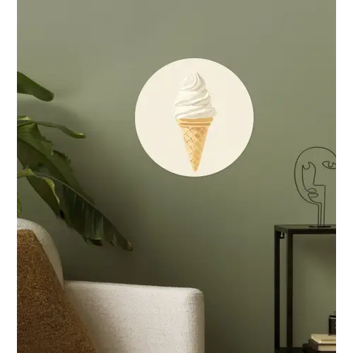 Softijs - Hoorntje - Wit Wandcirkel behangsticker klein -sfeer2