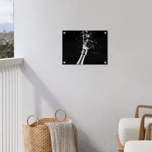 Champagne - Zwart - Spetters - Popping tuinposter los doek klein -sfeer8