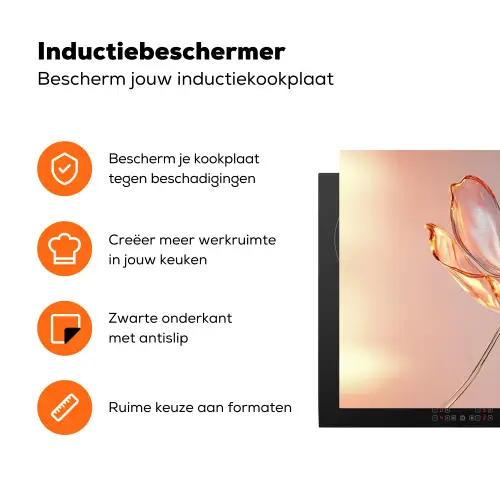 Glazen - Bloem - Roze Inductie beschermer vinyl 3mm klein -zzzzzzz-td-ups