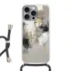 Kleurenpalet - Penseelstreken - Beige - Nevelig Hoesje iPhone 16 Pro Max met koord klein -3d
