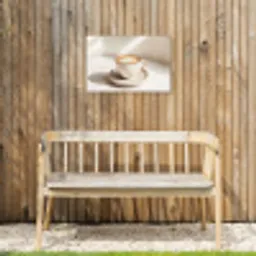 Cappuccino - Schuim - Schotel - Beige Tuinposter op houten frame 2 cm dik klein -sfeer4
