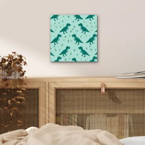 Donkergroen - Dinosaurussen - Afdrukken - Bladeren aluminium wit klein -sfeer3