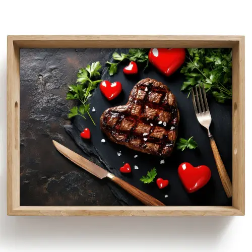 Steak - Hart - Bestek Dienblad Rechthoek middel -z3d_shopping