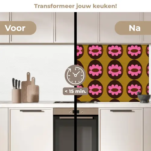 Grafisch - Patroon - Kleurrijk keuken achterwand 2 middel 871 -voor-na2_NL