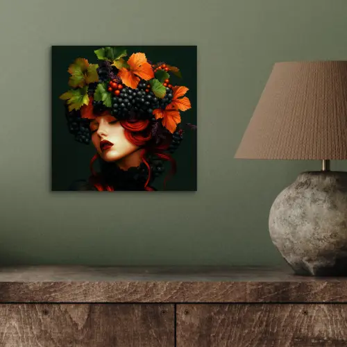 Vrouw - Rood - Groen - Druiven aluminium wit klein -sfeer2