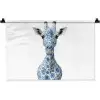 Giraffe - Delfts blauw - Dieren - Minimalistisch Wandkleed katoen klein -zz3d