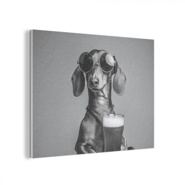 Teckel - Bier - Glas - Bril PET vilt klein -3d