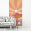 Bergen - Abstract - Zonnestralen - Roze fotobehang vinyl groot -woonkamer