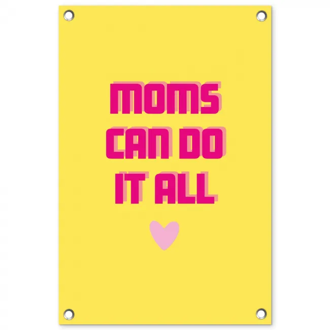 Quote - Moeder - Hartje - Roze tuinposter los doek klein -3d