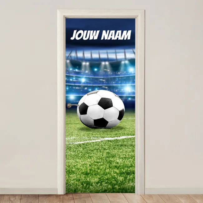 Deursticker met naam - Voetbal- Grasveld - Stadion