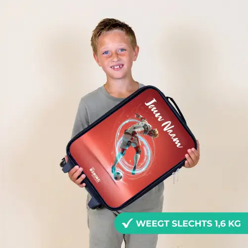 Voetballer - Bal - Lichtcirkel - Rood Kinderkoffer - Zwart klein -sfeer4_NL