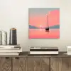 Zeilboot - Roze zee - Zonsondergang - Bergen aluminium wit klein -sfeer1