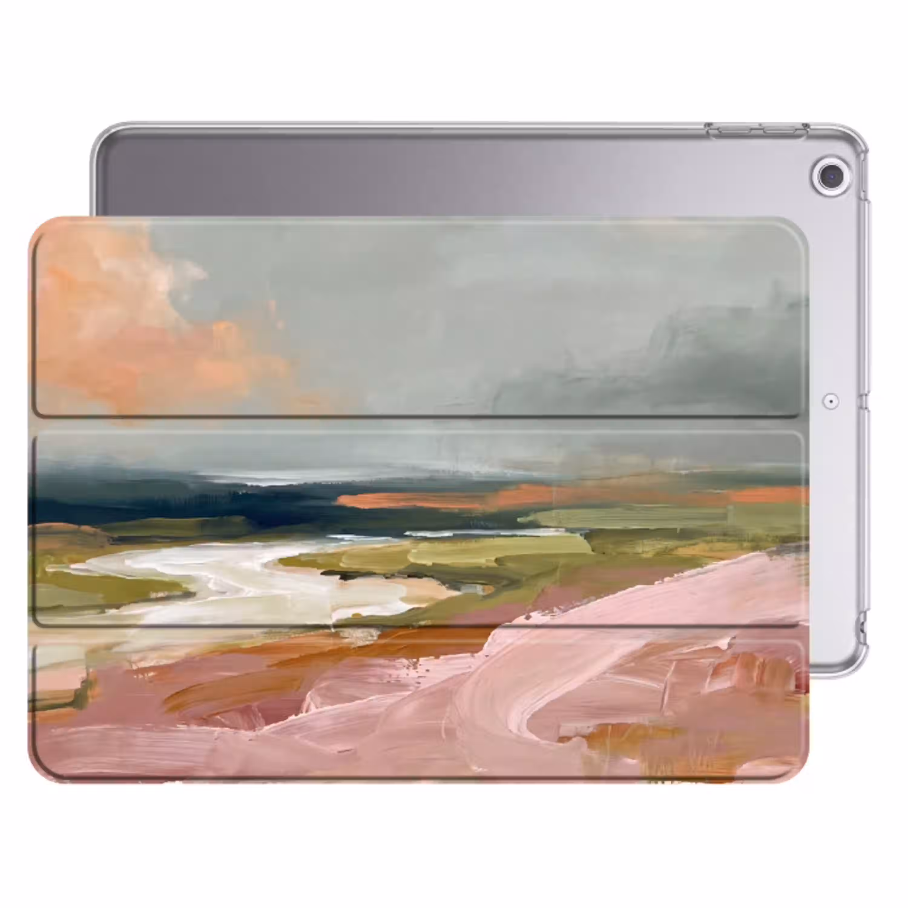 Landschap - Rivier - Abstract - Roze - Groen Apple iPad 2017 middel -threedimensional_3d_global