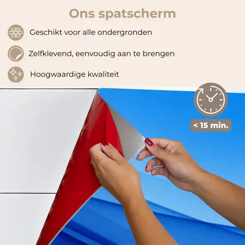 Golven - Helder - Blauw keuken achterwand spatscherm klein -spatscherm_NL