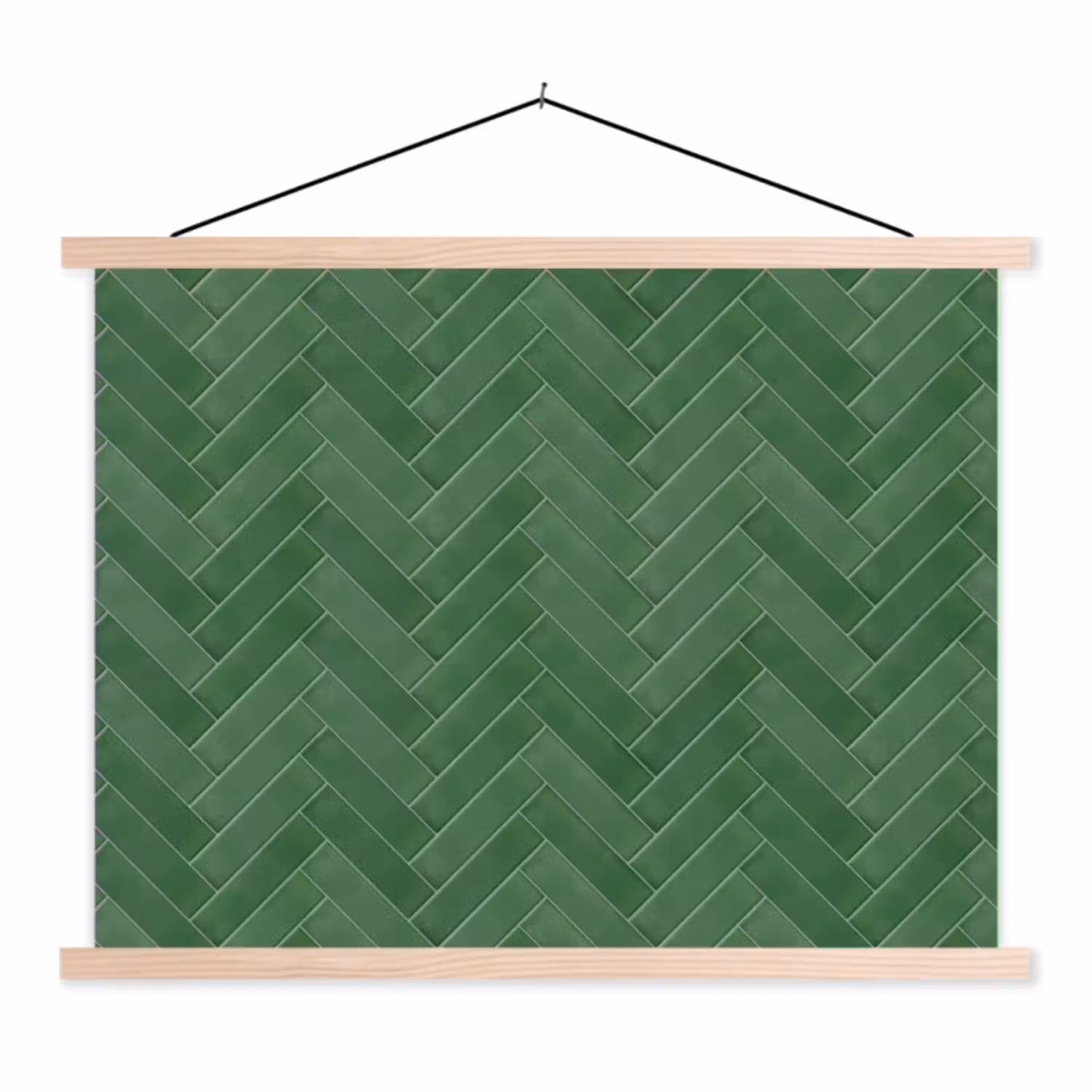 Visgraat - Wandtegel - Bosgroen textielposter latten blank klein 122 -3d