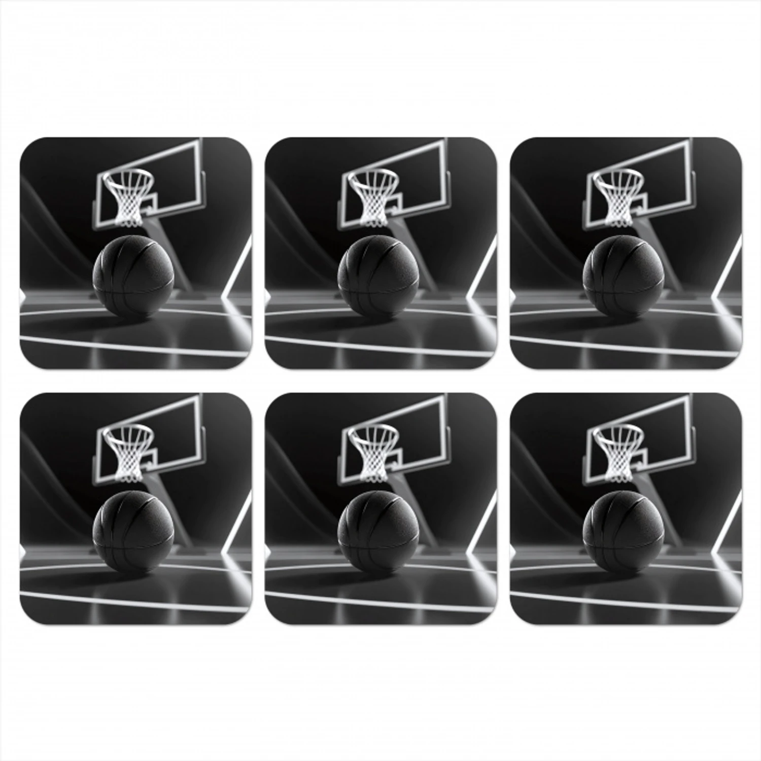 Basketbal - Basketbalveld - Lichtlijnen onderzetter kurk middel -3d