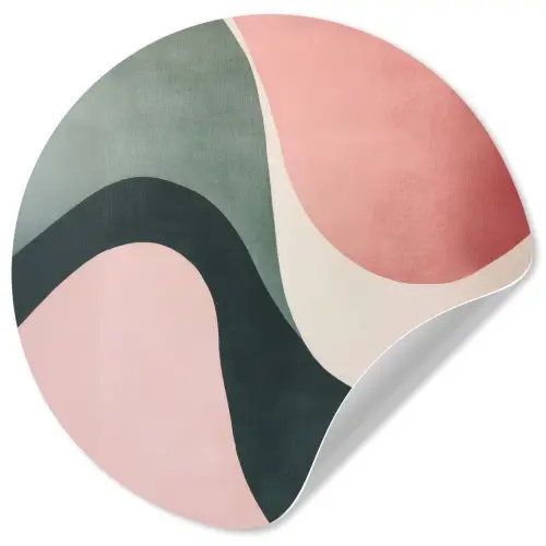 Abstract - Golven - Sierlijk - Roze Wandcirkel behangsticker klein -3d