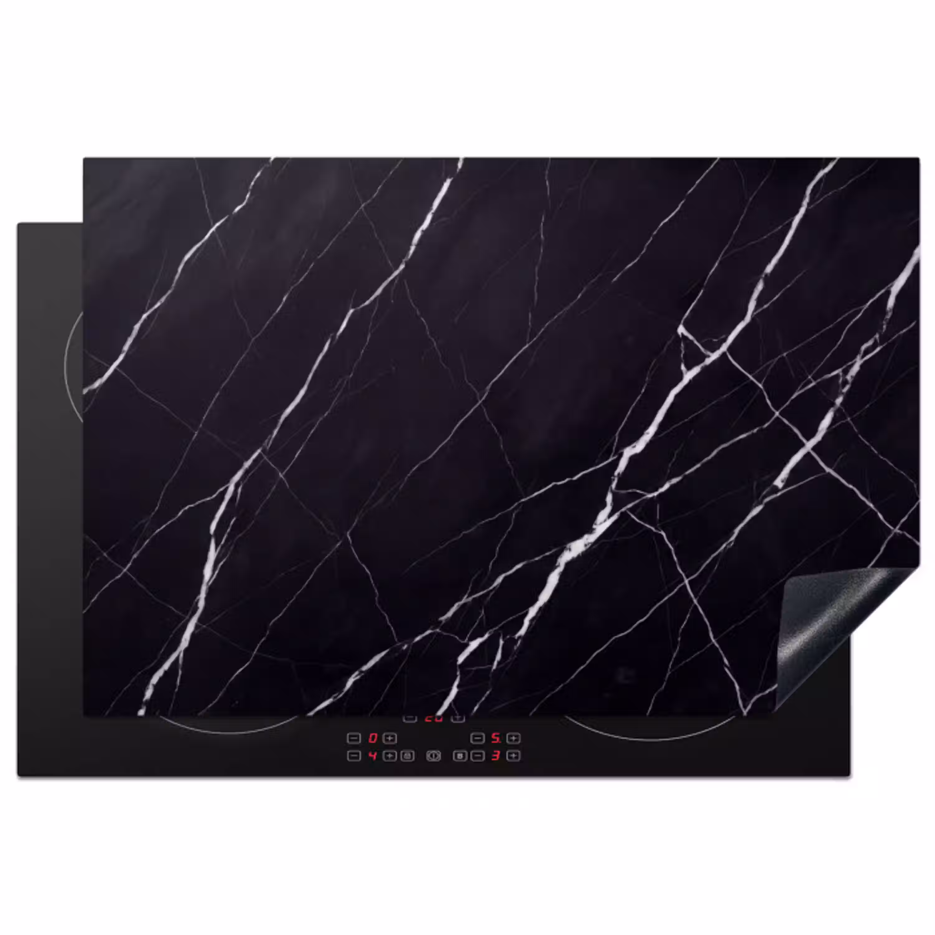 Marmer - Patroon - Abstract - Modern - Zwart Inductie beschermer vinyl 3mm klein -3d