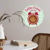 Koffie - Klok - Groen Wandcirkel behangsticker klein -sfeer3