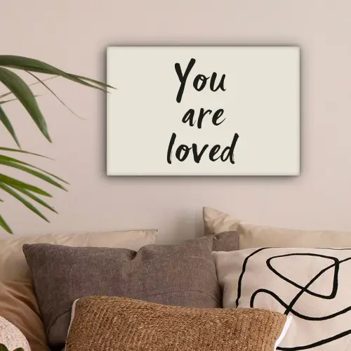 Minimalistisch - Beige - Love canvas 2cm klein -sfeer1