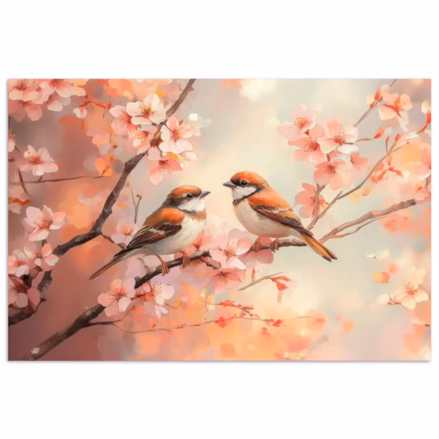Poster – Vogels - Romantic - Bloesemtak