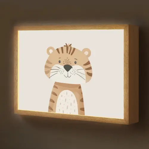 Tijger - Wilde dieren - Pastel Light Box met batterij (Wandlamp kind) middel -z3d_website