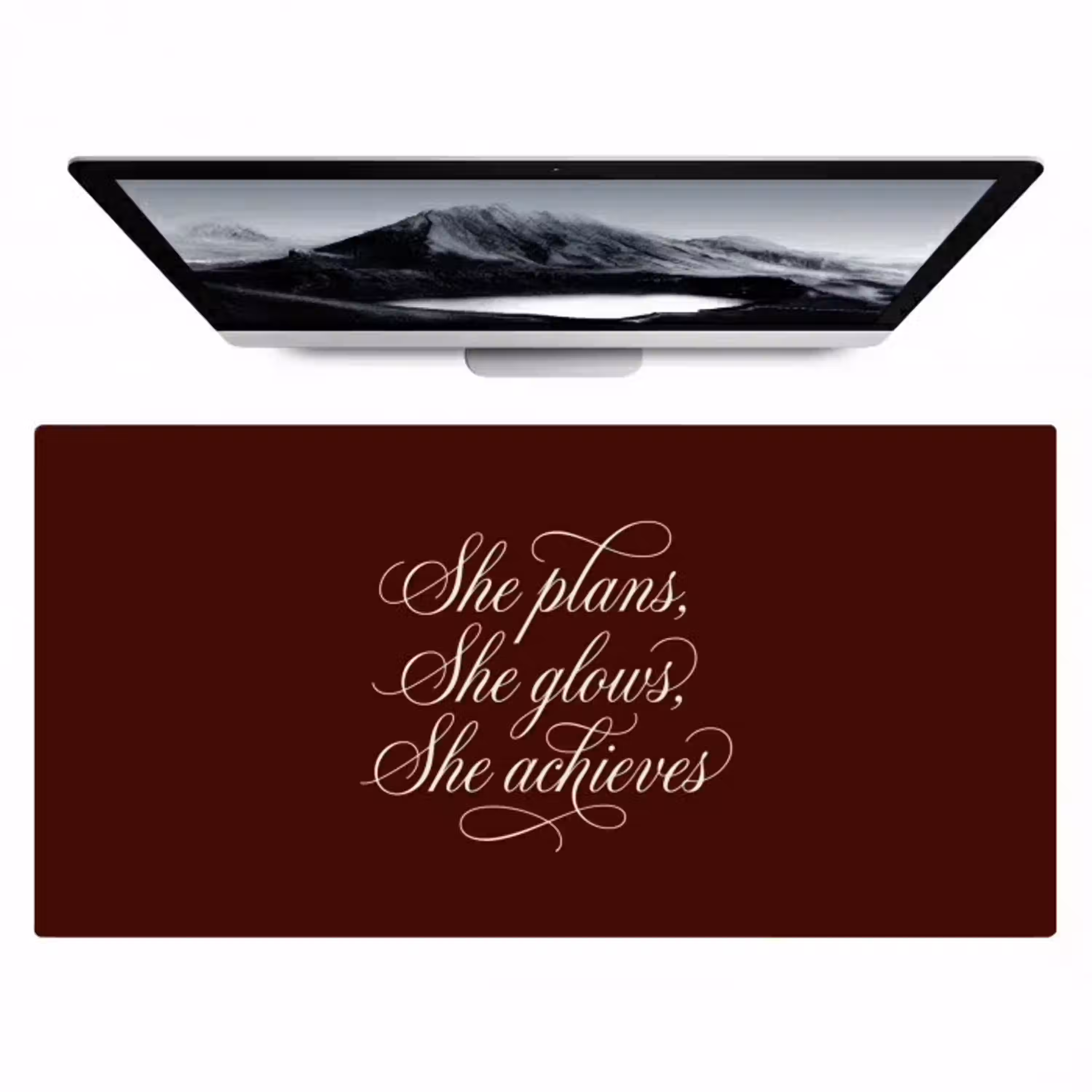 She plans she glows she achieves - Rood - Cursief Muismat XXL klein -zzz3d