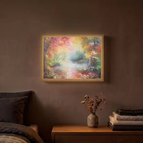Landschap - Olieverf - Kleurrijk - Natuur Light Box met batterij (Wandlamp) middel -sfeer4