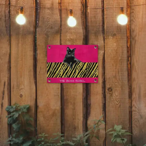 Kat - Baas - Roze - Tijgerprint tuinposter los doek klein -sfeer1