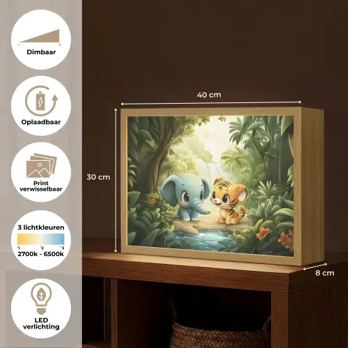 Olifant - Tijger - Bos - Jungle Light Box met batterij (Wandlamp kind) middel -USP_websiteoverzichtNL