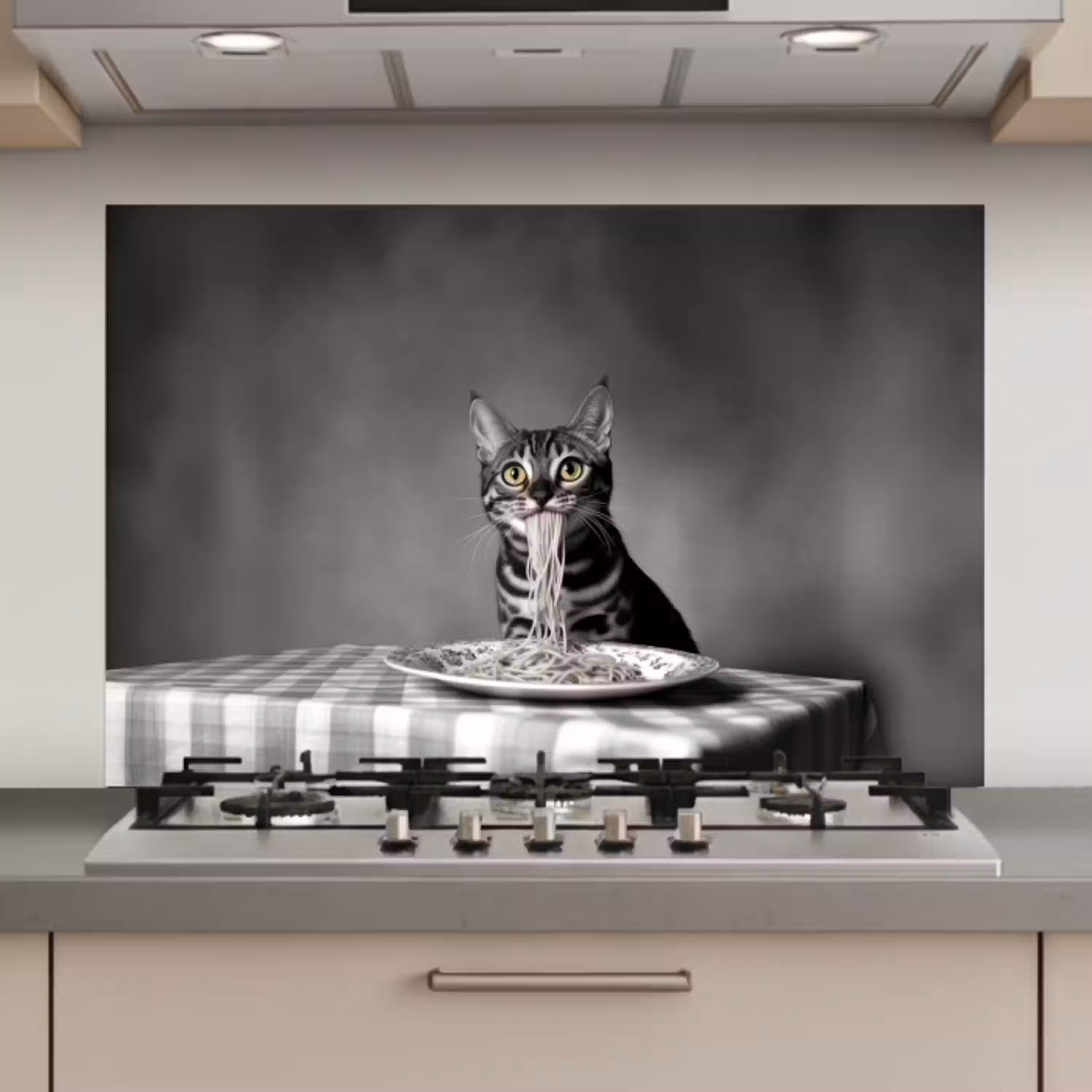 Bengaal - Kat - Tafelkleed - Zwart - Wit - Dier keuken achterwand spatscherm klein -3d_website
