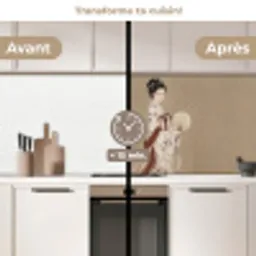 Vrouw - Azië - Kunst - Beige keuken achterwand 2 middel -voor-na2_FR