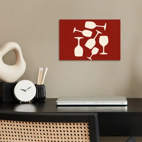 Wijnglazen - Silhouetten - Wit poster papier klein -sfeer1