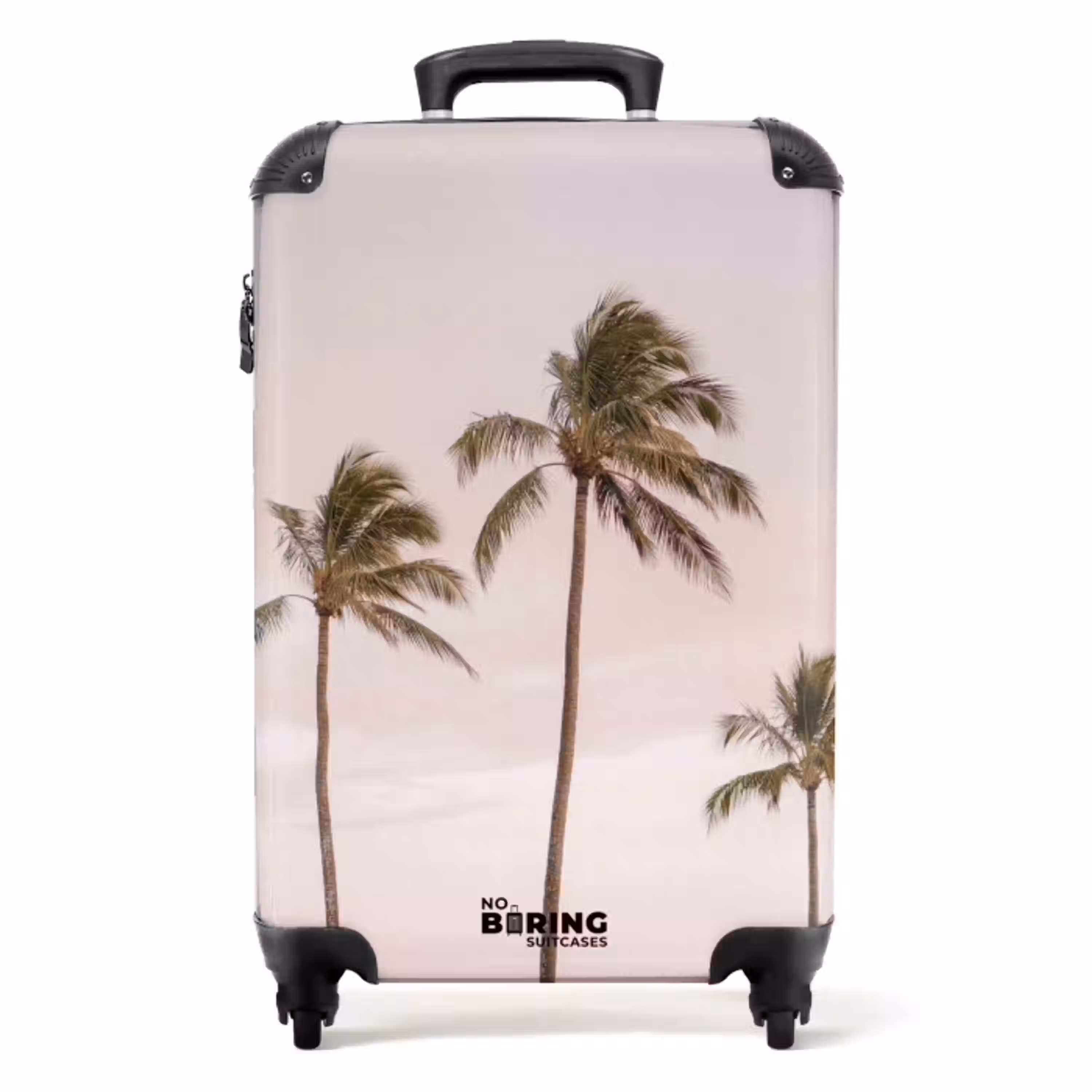 Palmbomen - Zonsondergang - Roze NBS - Handbagage koffer - Volwassenen Unisex middel -productfoto_recht