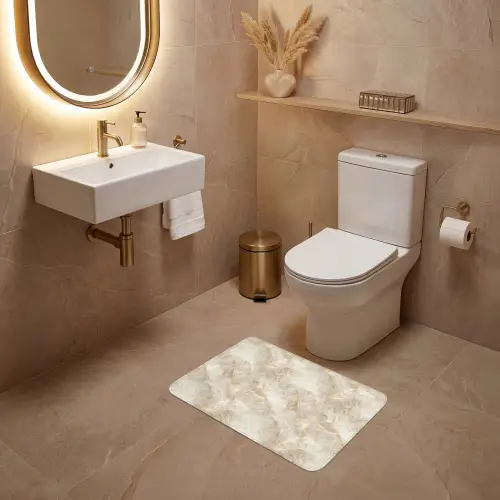Lichtbeige - Onyx - Subtiel WCmat klein 1009 -sfeer3
