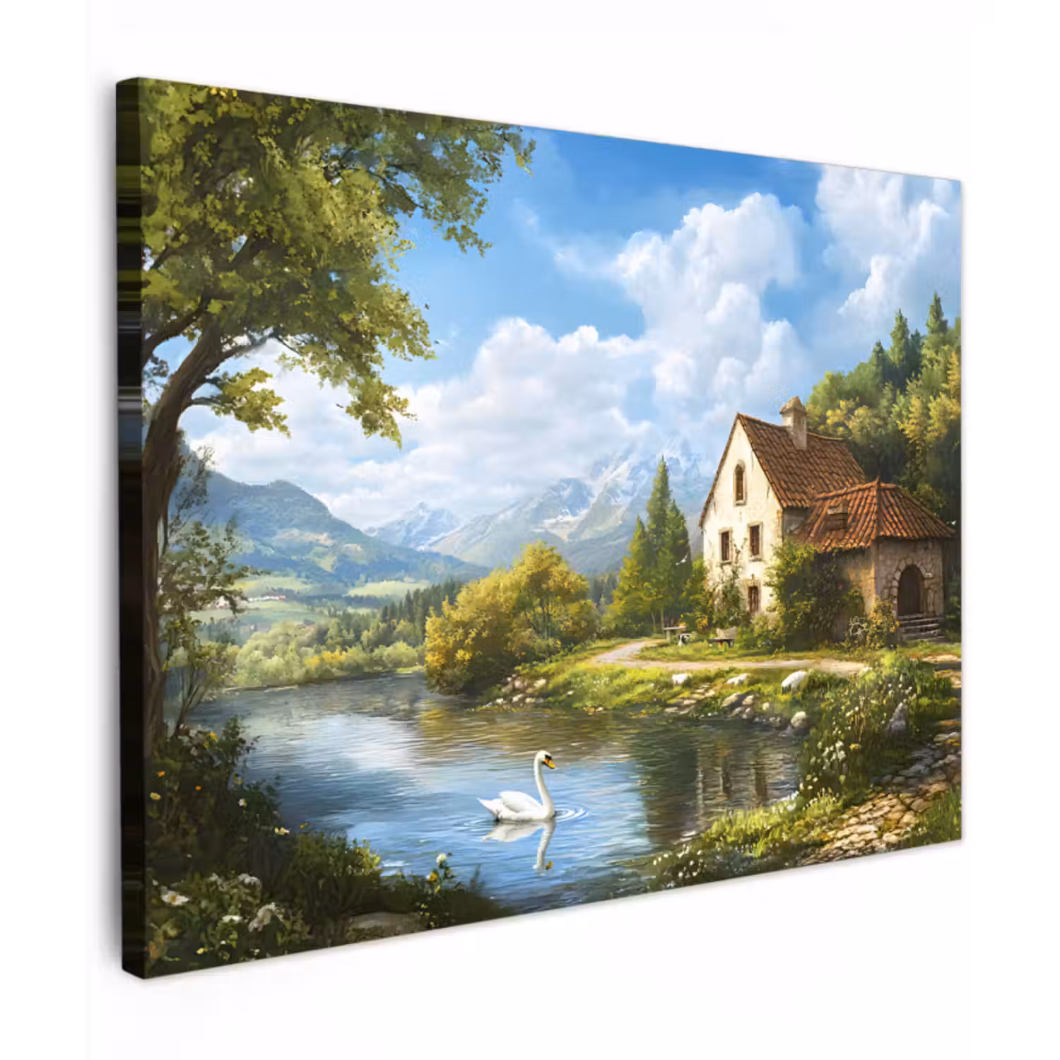 Canvas schilderij - Zwaan - Bomen - Rust