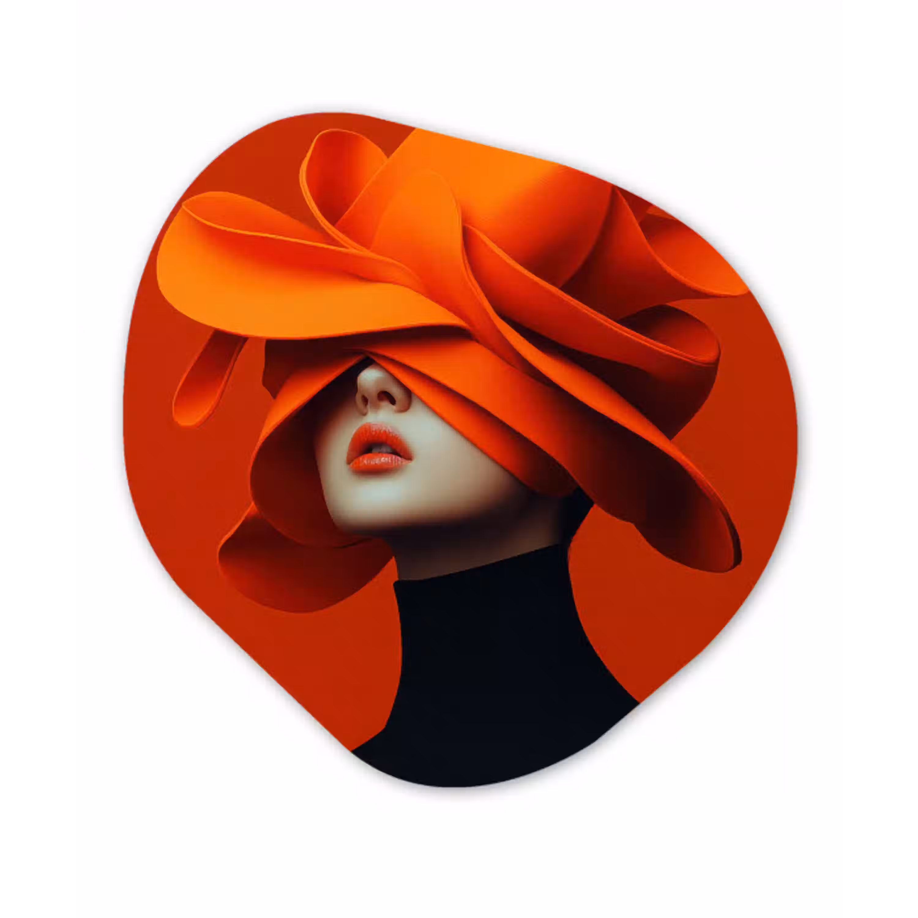 Oranje - Hoed - Vrouw Wandcirkel Organisch Forex 3mm klein -3d