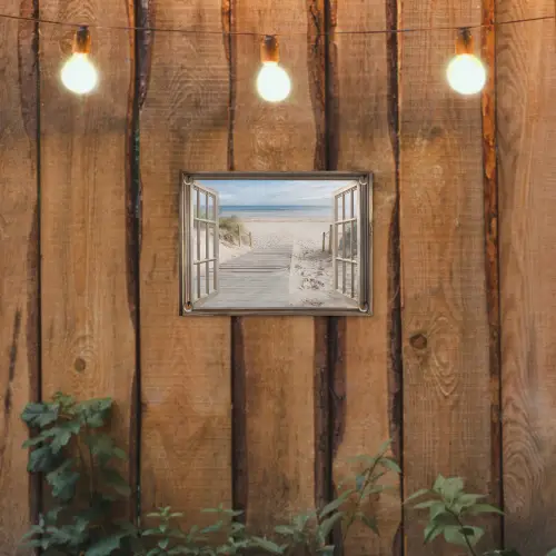 Doorkijk - Strand - Duinen - Pad - Landschap tuinposter los doek klein -sfeer1